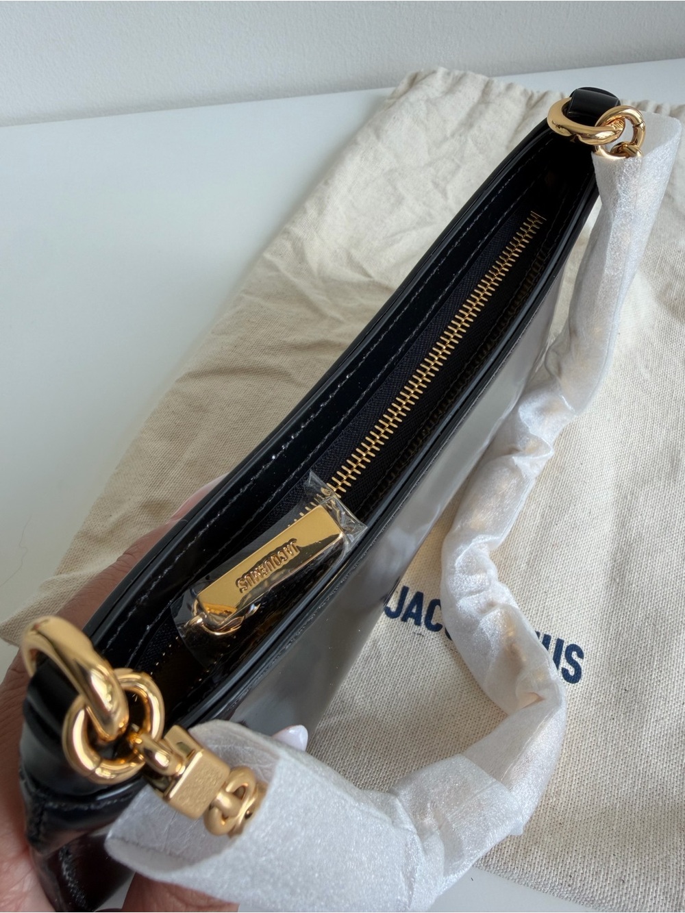 Jacquemus Black Patent Mini Shoulder Bag with Gold Hardware - Picture 4 of 7